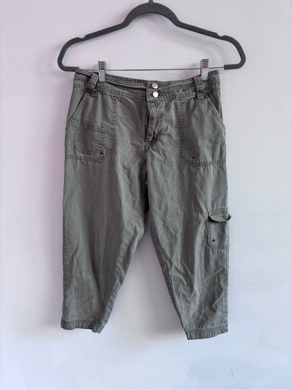 Women's Casual Vintage Y2K Versatile Cargo Pants in Olive Green- Size 7/8n